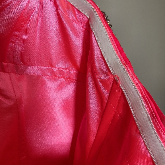 Strapless Jeweled Pink Prom Dress - Picture 7 of 17